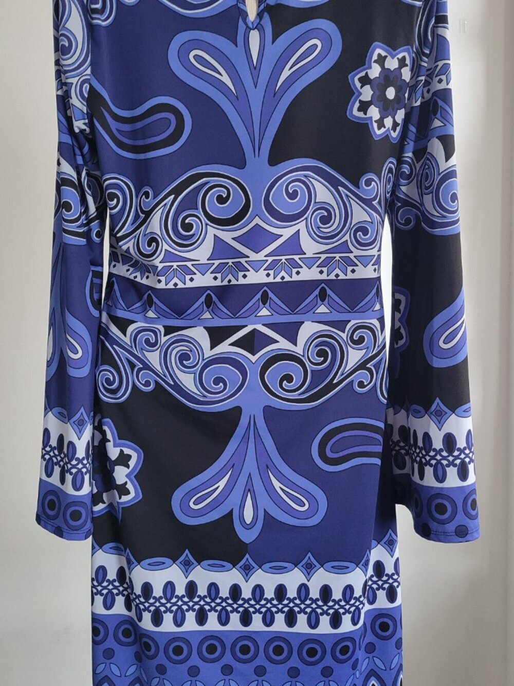 INC International Concepts Long-Sleeve Paisley Blues Geometric Dress (Size: M) - Picture 6 of 14